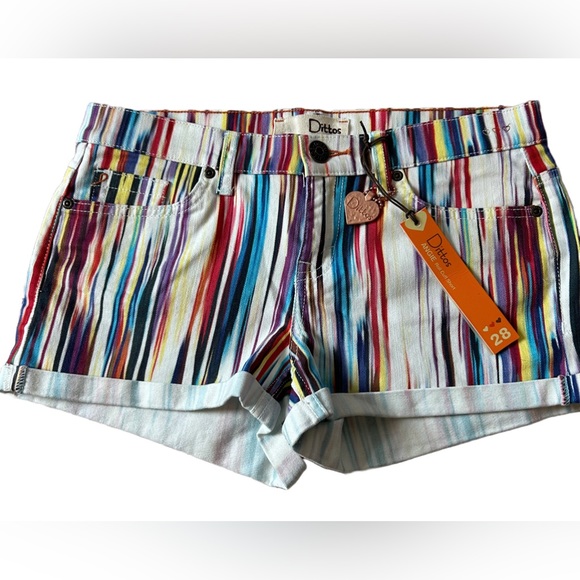 Dittos Pants - Dittos Angie Rainbow Blur Stripe Shorts, New with Tags Size 28